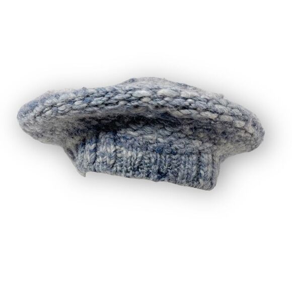 Handmade Wool Blend Cable Knit Blue Gray Beret Cap Hat One Size OSFM - Picture 4 of 12